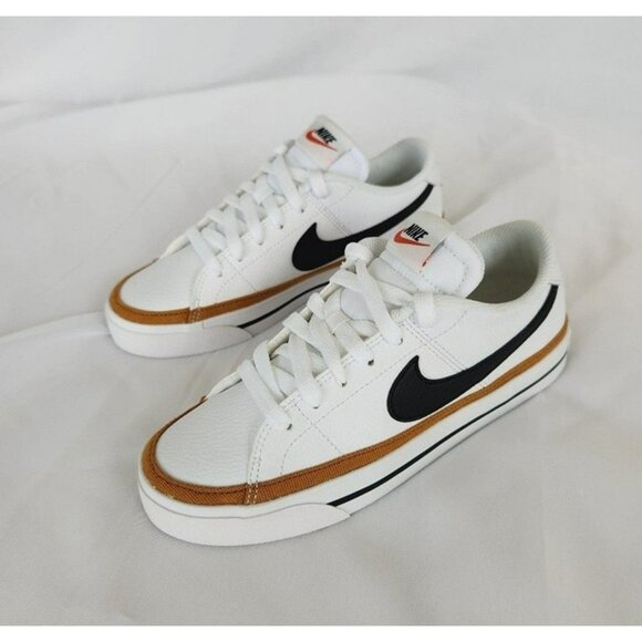 6 WOMEN'S NIKE COURT LEGACY WHITE / BLACK OCHRED DH3161-100 SNEAKERS - Picture 3 of 10